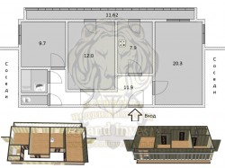 Трёхкомнатная квартира в кирпичном доме.